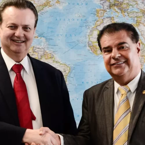 Gilberto Kassab, presidente nacional do PSD, ao lado do senador de MS Nelsinho Trad (PSD) | (divulgação, PSD)